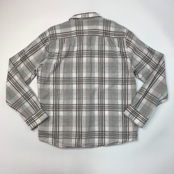7 For All Mankind Shirt Mens XL Extra Large Gray Plaid Cotton Linen Blend Button - Picture 8 of 11